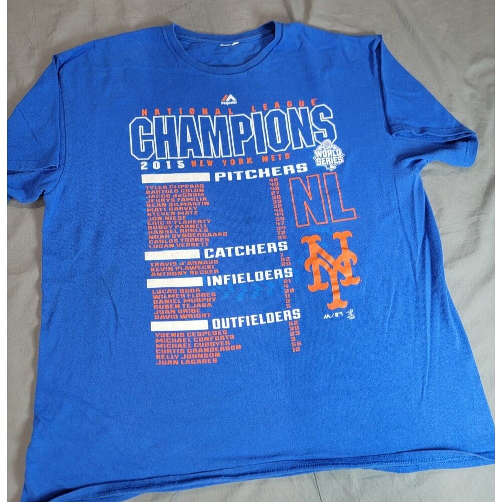 MLB New York Mets 2015 NL Champions Tee Majestic T-Shirt Blue World Series